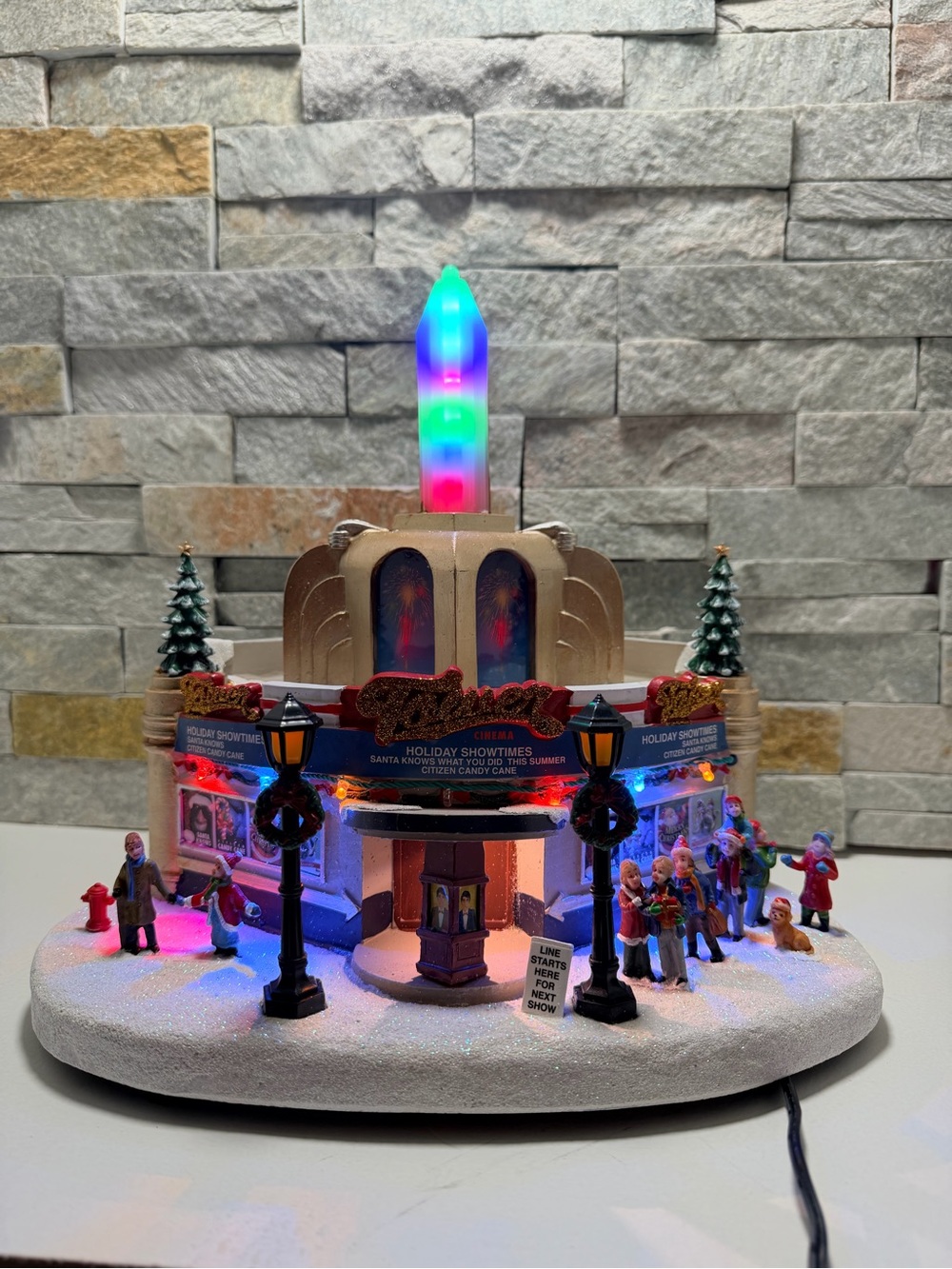 Enchanted Forest Palace Cinema Lighted Christmas Village Theater w/  BoX